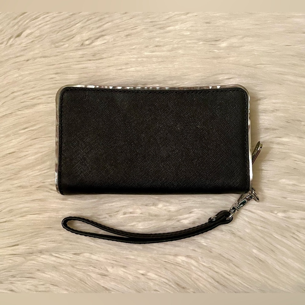 MICHAEL KORS Specchio Saffiano Leather Jet Set Travel Wallet Wristlet Med Black - Picture 2 of 6